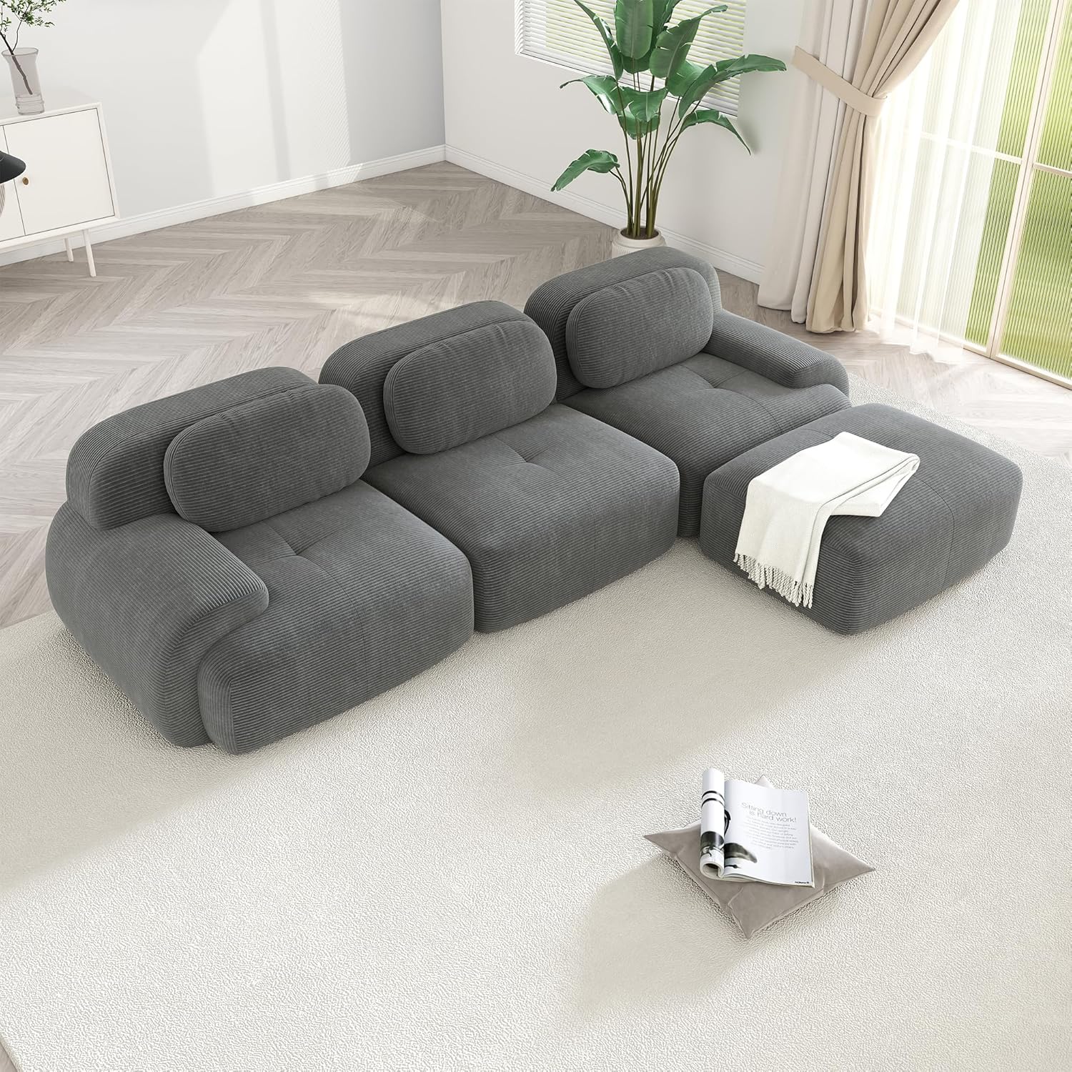 Modular Sectional Sofa Boneless Couch, Cloud Sectional