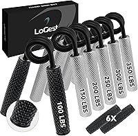 Logest Metal Hand Grip Strengthener Set: 50-350LB 6/7 Pack with Silicone Covers & Gift Box - Forearm Wrist Trainer