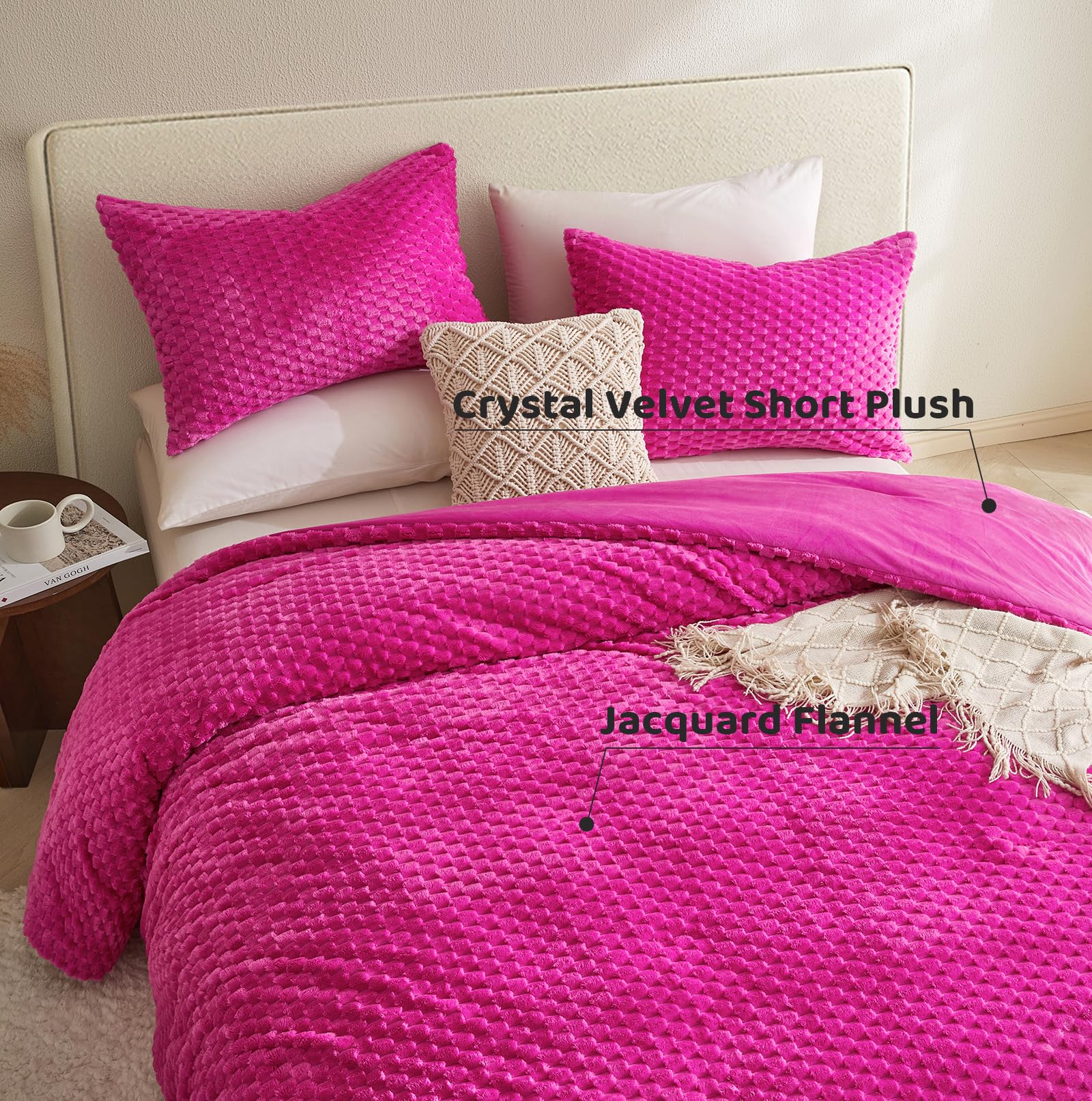 Petrichor Fluffy King Comforter Set - Pink Flannel -4