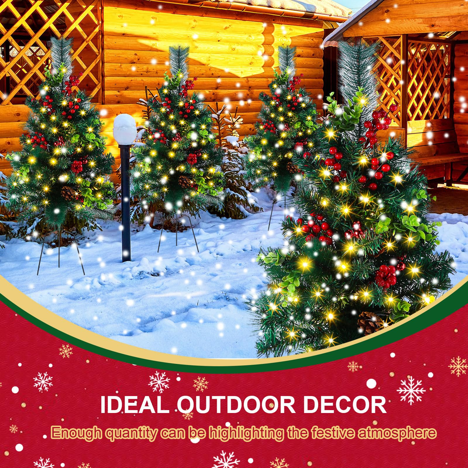 Sapin De Noël Artificiel Lumineux 8 Modes D'Éclairage - Décoration Festive Avec Baies Rouges Et Cônes Pour Porte D'Entrée, Salon Et Extérieur