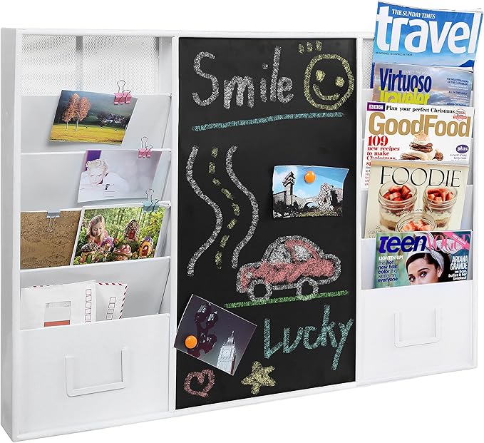 Amazon.com : MyGift Modern Entryway Wall Mounted White Metal Memo ...