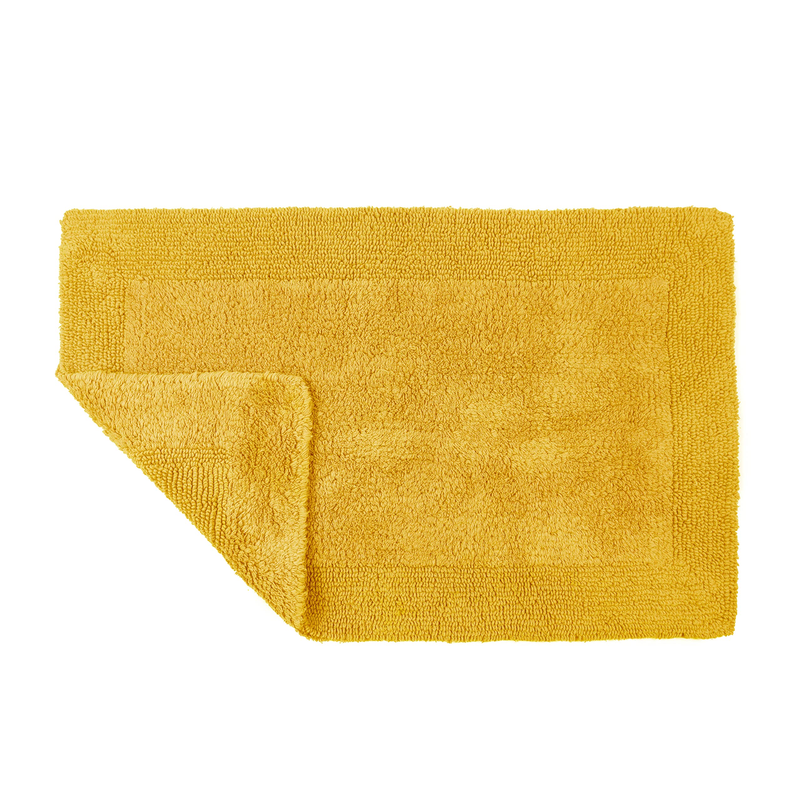 Allure Bath Fashions Mustard Allure Heavyweight Reversible Bath Mat, 100% Cotton, Super Soft, Washable, Large Size 53Cm X 85Cm (Mustard)