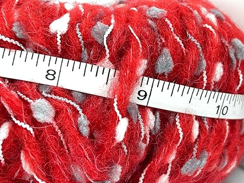 Miniatura 2 de Alpaca Punto - Hilo de punto voluminoso rojo, gris y blanco, 1.76 onzas (1.76 oz), 87 yardas (262.5 ft)