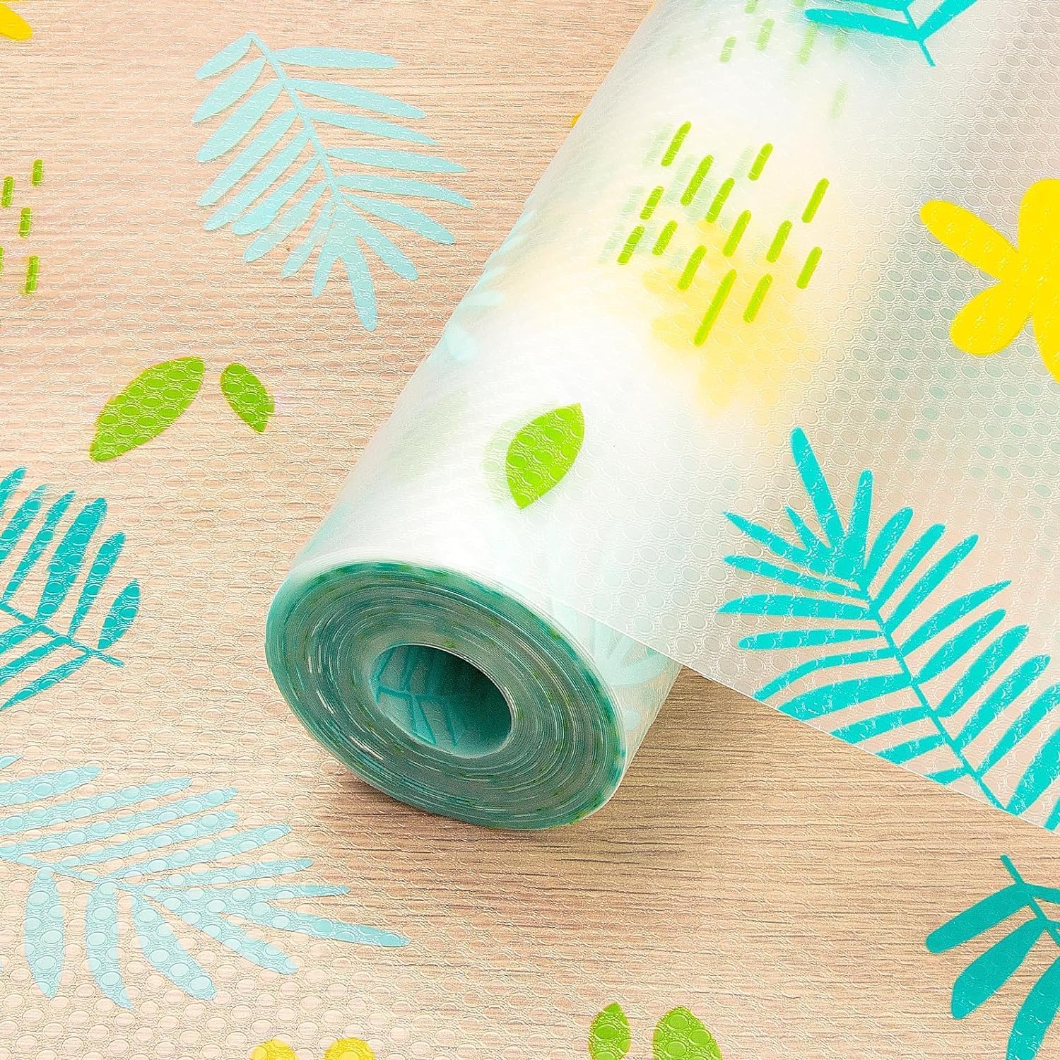 Fridge Mats for Fridge Shelves Protector, Washable Kitchen Drawer Liner for Fridge, Shelf Liner, Table, Drawer Sheet | Anti Slip Refrigerator Plastic Roll Mat (45x300 Cm Leafe Print Design)-image-5