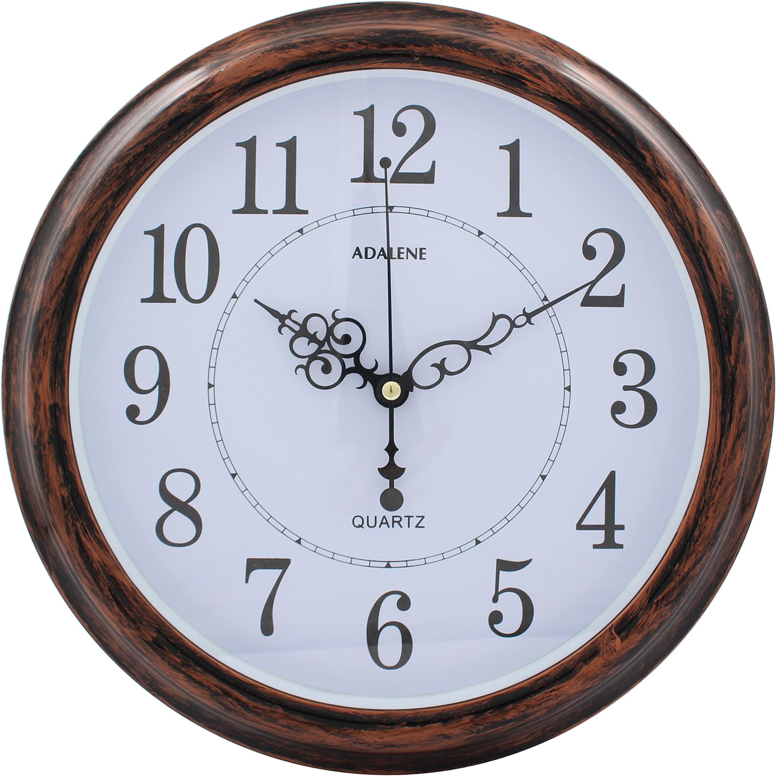 Adalene 13-Inch Wall Clock Large Decorative Living Room Clock - Kitchen Clock Battery Operated Quartz Analog Movement, Round, White Dial, Arabic Numerals