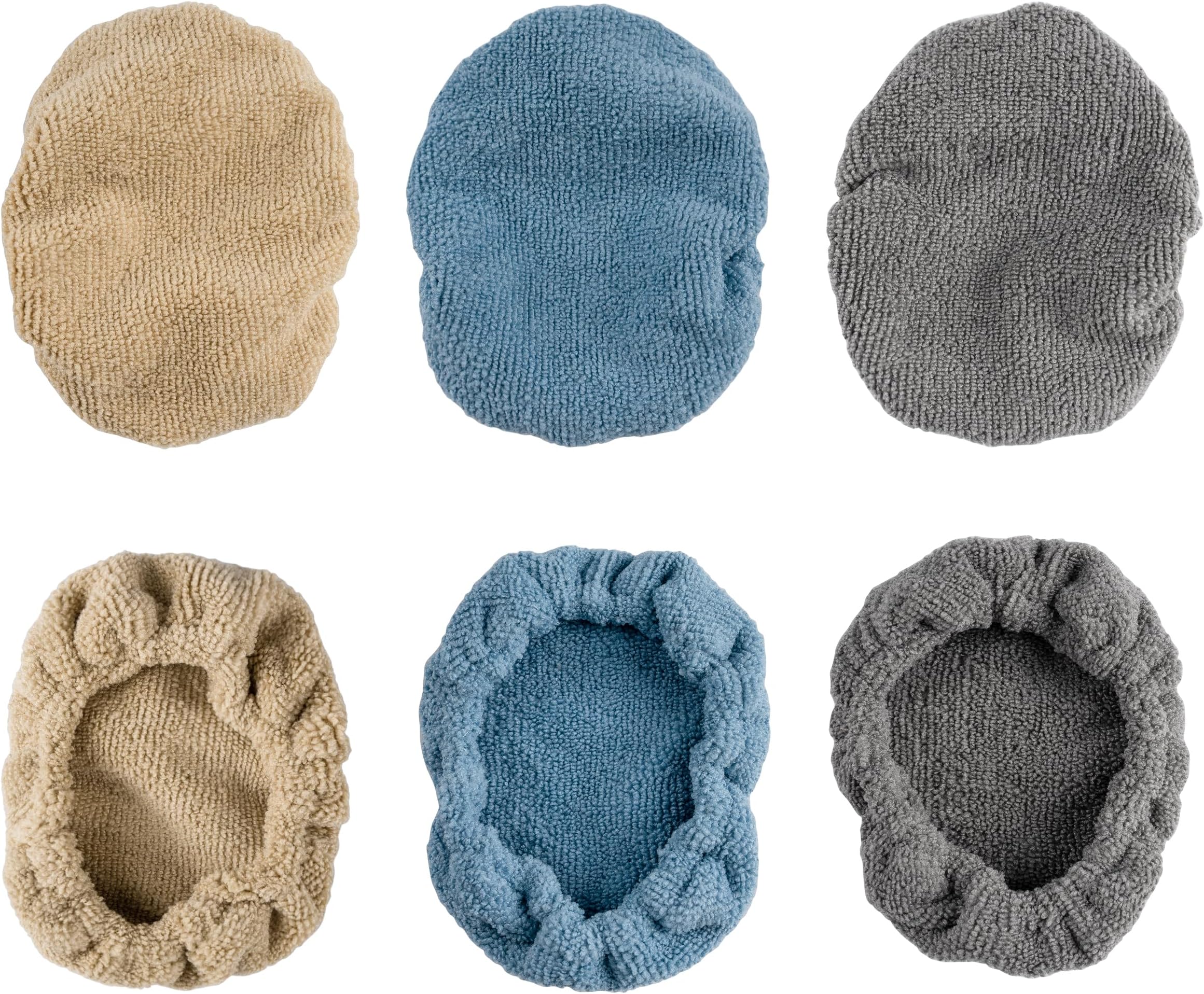 – POLYTE Premium Lint Free Microfibre Cleaning Covers for Windshield Cleaning Tool, Fits 15x10 cm plate (Blue/Gray/Teal, 6 pack)