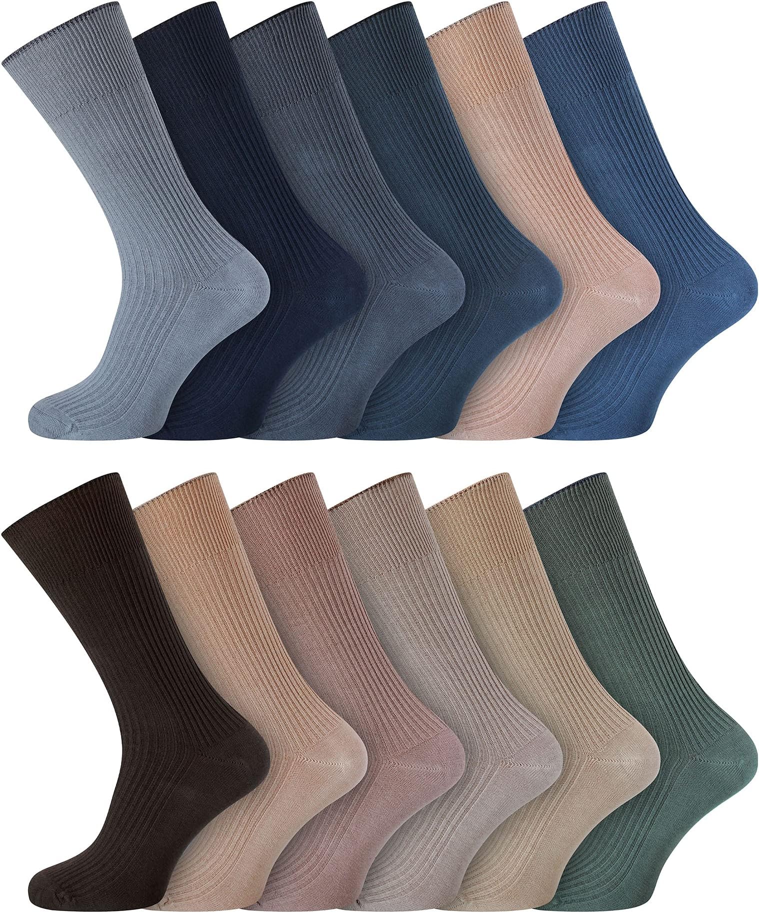 Men's Non Elastic 100% Cotton Soft Top Diabetic Socks Smooth Seam Toe UK 6-11 Socksmad StayFresh (Pack of 3) (6-11, Assorted)