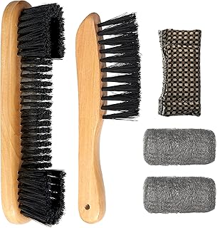LAKINGO Pool Table Brush Set for Felt, 5 Kit Billiard Table and Rail Cleaning Accessories with 2 Wood Brush, 2 Ferrule Polish Cloths, Cue Shaft Cleaner Cloth