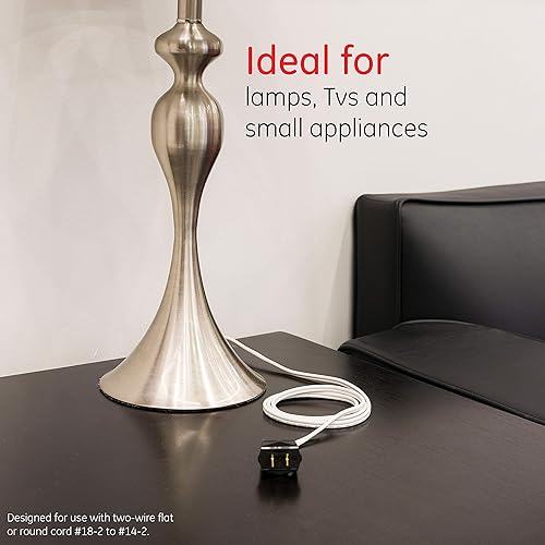 Miniatura 4 de GE home electrical Reemplazo de enchufe de cable de extensión, polarizado, 2 puntas, 125 VAC15 A, ideal para pequeños electrodomésticos como tiras