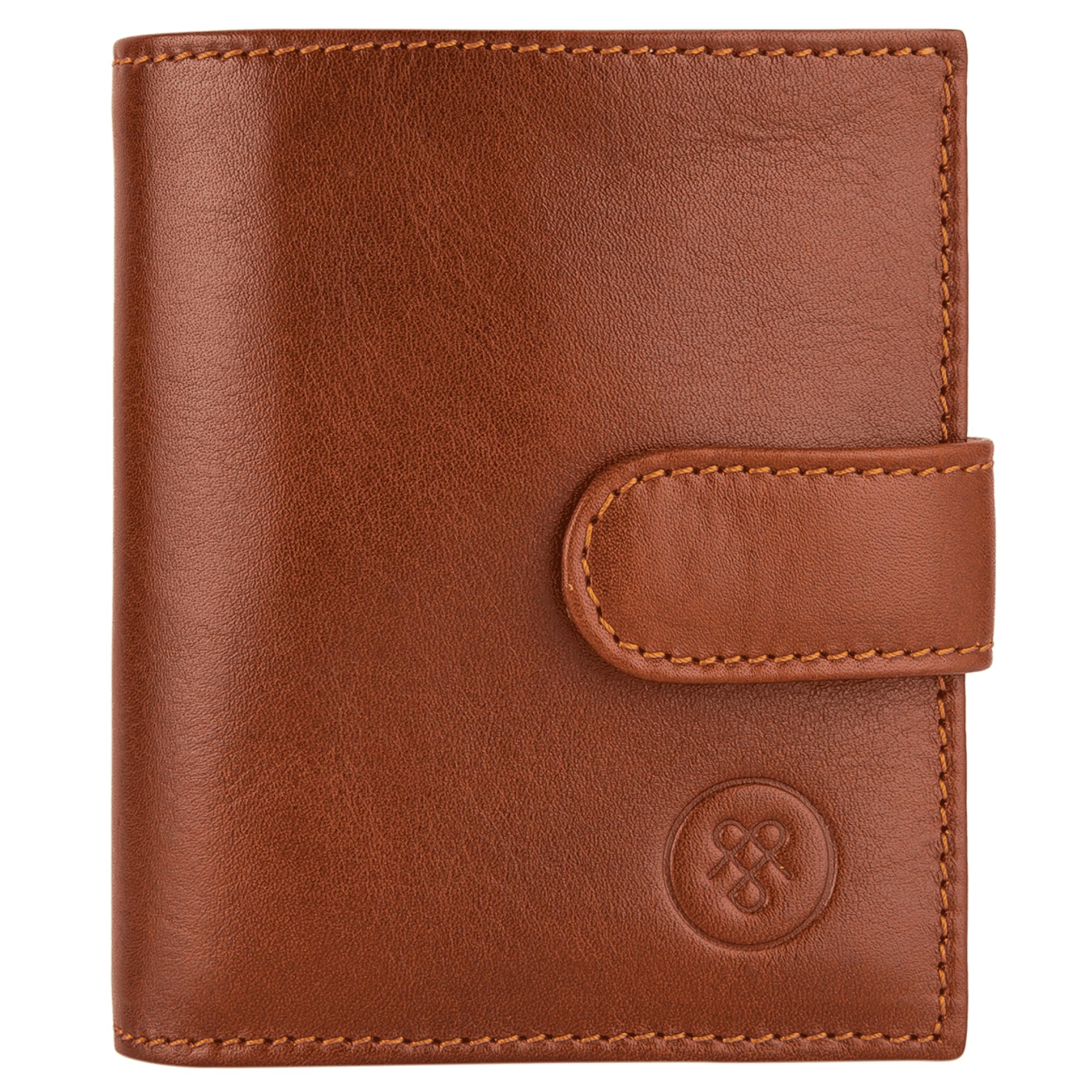 Maxwell Scott - Personalized Mens Compact Luxury Leather Mens Small Wallet with Button Fastener - The Pietre - Chestnut Tan