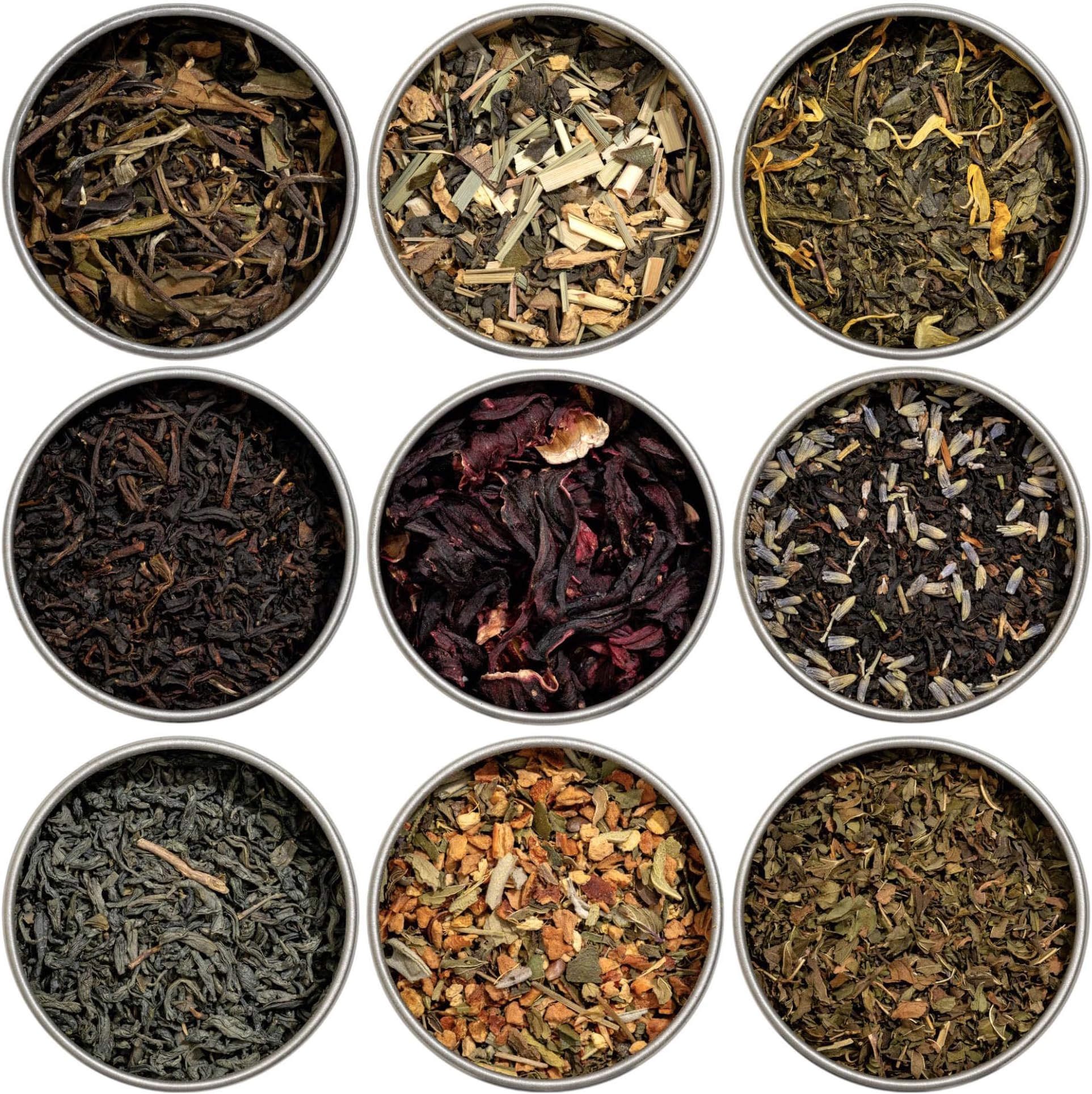 Heavenly Tea LeavesAssorted 9 Loose Leaf Tea Gift Box, 9 Teas & Herbal Tisanes (Approx. 90 Servings) - Variety Pack, Caffeinated & Caffeine Free MixUSDA Organic