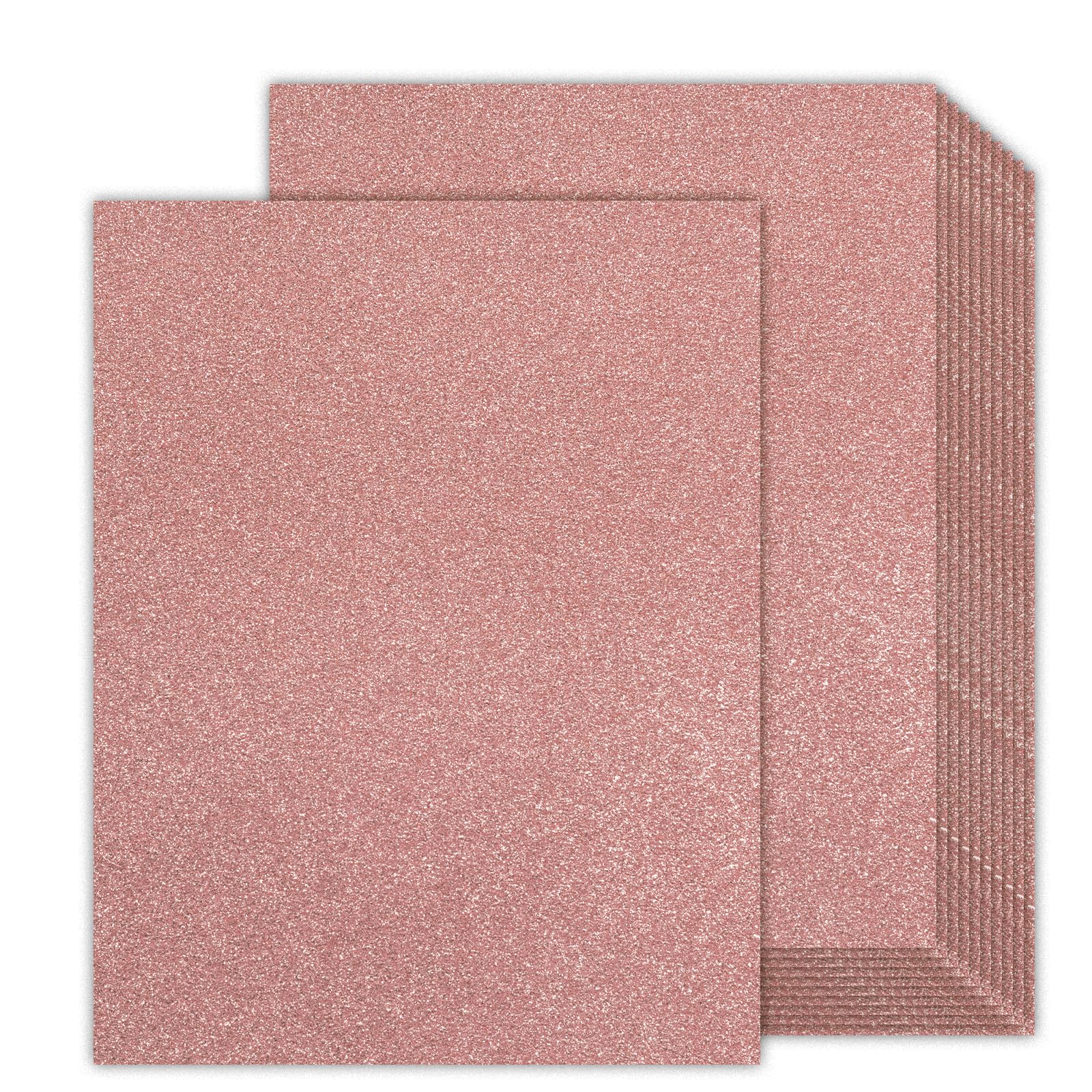 Pink Glitter Cardstock 8.5x11 Double-Sided 24 Sheets, Goefun No-Shed Glitter Paper 280GSM/100lb Pink Card Stock for Valentine Cards, Gift Wrapping,