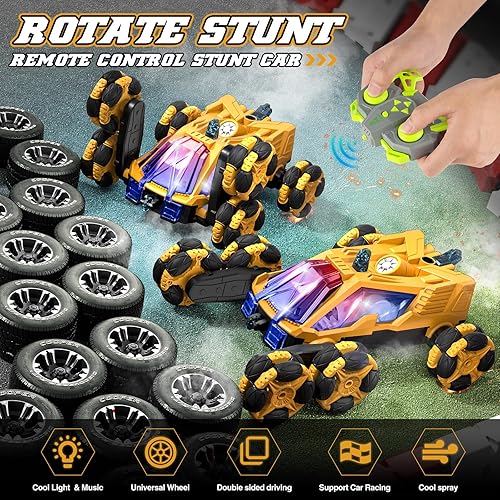 Miniatura 2 de MSMV Auto de acrobacias a control remoto con detección de gestos, auto de juguete a control remoto, 6 ruedas, auto de acrobacias giratorio de 360