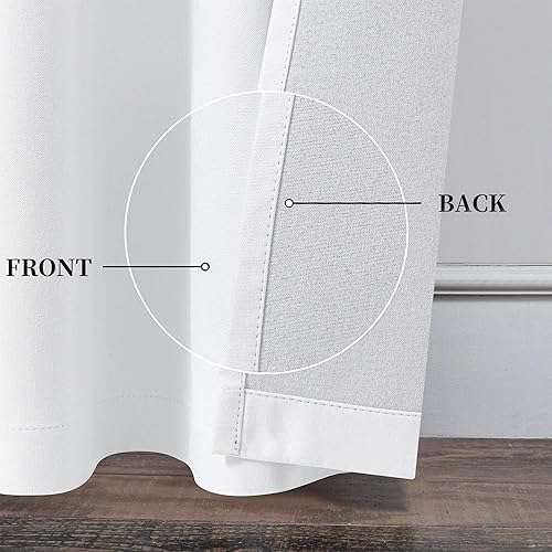 Miniatura 4 de Cortinas opacas de lino blanco puro 100% para dormitorio, 95 pulgadas de largo, ahorro de energía, aislamiento térmico, cortinas de estilo rústico