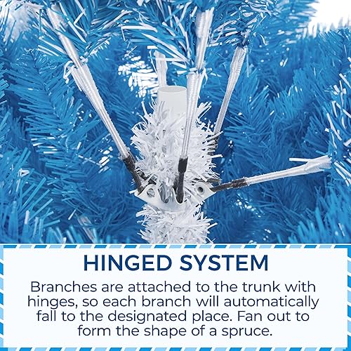 Vista 111 de Yaheetech - Árbol artificial de Navidad con luces incandescentes de color blanco cálido, con flecos nevados, 2084 ramas, 900 luces y soporte Verde