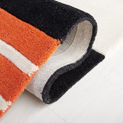 Miniatura 6 de SAFAVIEH Colección Rodeo Drive - Alfombra decorativa de 4' x 6', marfil y óxido, hecha a mano, moderna de mediados del siglo, abstracta de lana,