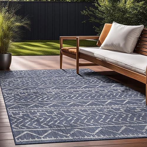 Miniatura 9 de Beverly Rug Waikiki Collection Alfombras para interiores y exteriores, color beige, blanco, azul, gris, gris oscuro, 5 x 8 pies (1.53 x 2.44 m), 6