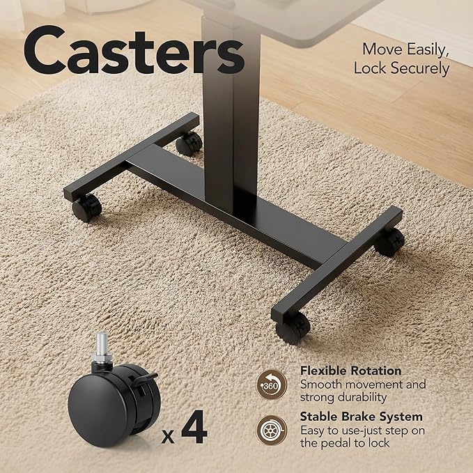 Escritorio Ajustable Móvil con Ruedas, Standing Desk 65x40 c miniatura 5