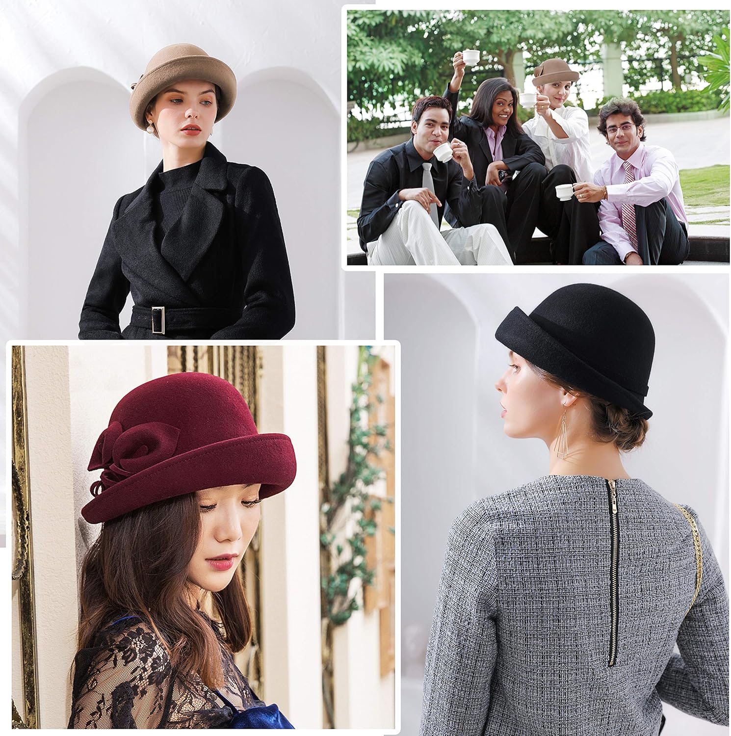 Bienvenu Ladies Bucket Hat Vintage Cloche Hats Church 100% Wool