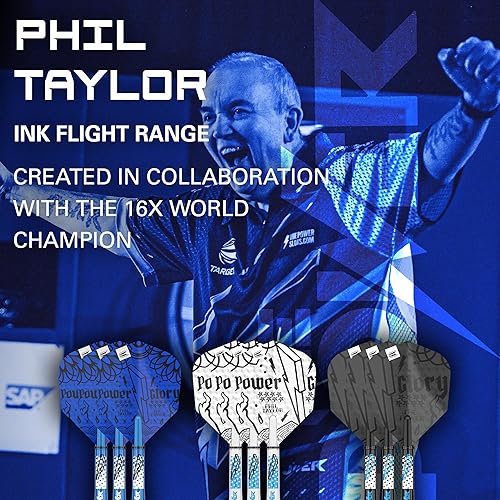 Miniatura 2 de Target Darts Phil Taylor Ink Design No.6 - Vuelos de dardos y vástagos intermedios (1.614 in) - 9 vuelos y 9 ejes en total