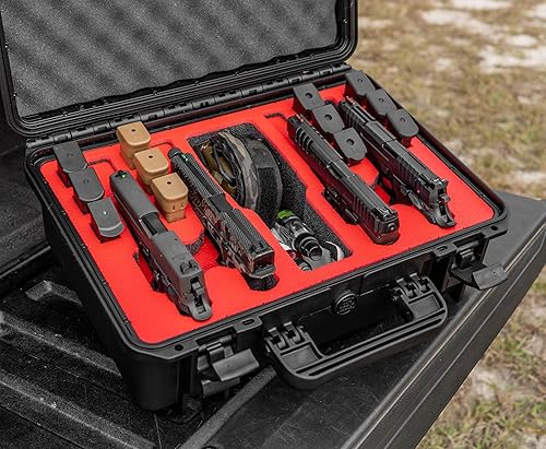 Miniatura 7 de Estuche para pistola Doro para 4 pistolas 12 con inserto de espuma MyCaseBuilder personalizado, impermeable, resistente, armas de fuego tácticas,