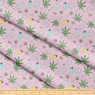 Fabric by The Yard [ 58" inches x 1 Yard ] Decorative Fabric for Sewing Quilting Apparel Crafts Home Decor Accents (Marijuana Pattern)
