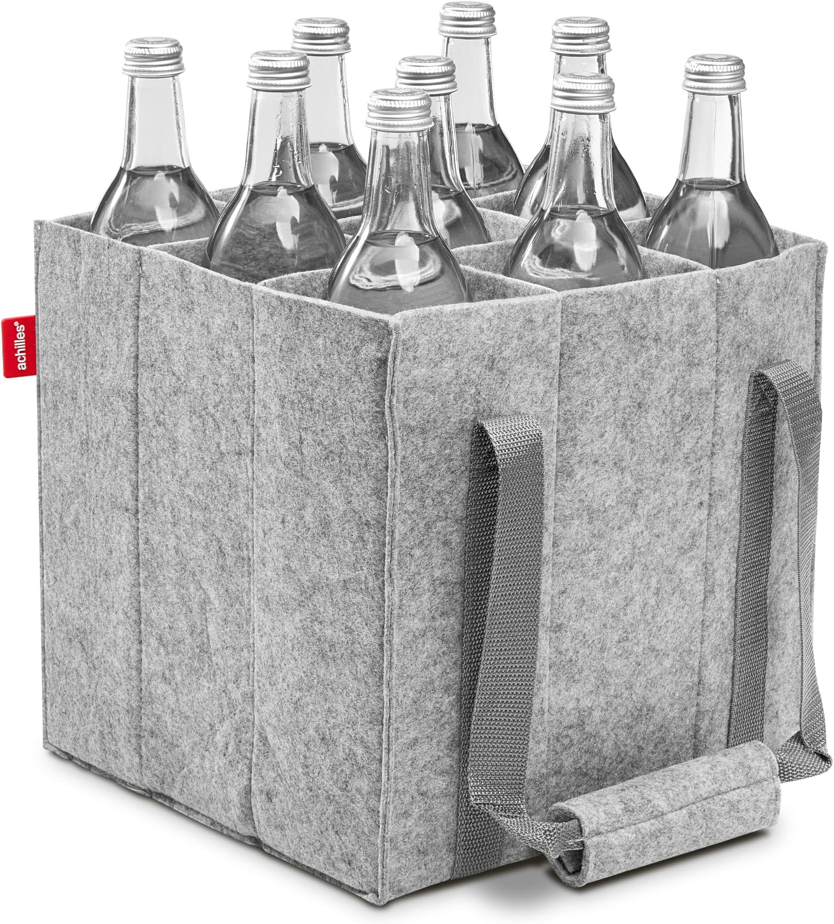 Achilles Bottle Bag Case, 1.5 Liters, Felt, Grey, Also for Water or Wine Bottles, Up to 14 kg, Bottle Bag