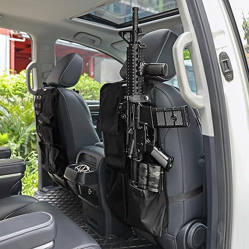 Miniatura 7 de JIPIMON 2 soportes para pistolas automotrices con bolsillos de almacenamiento, soporte para pistola de camión para accesorios de caza, rifle y
