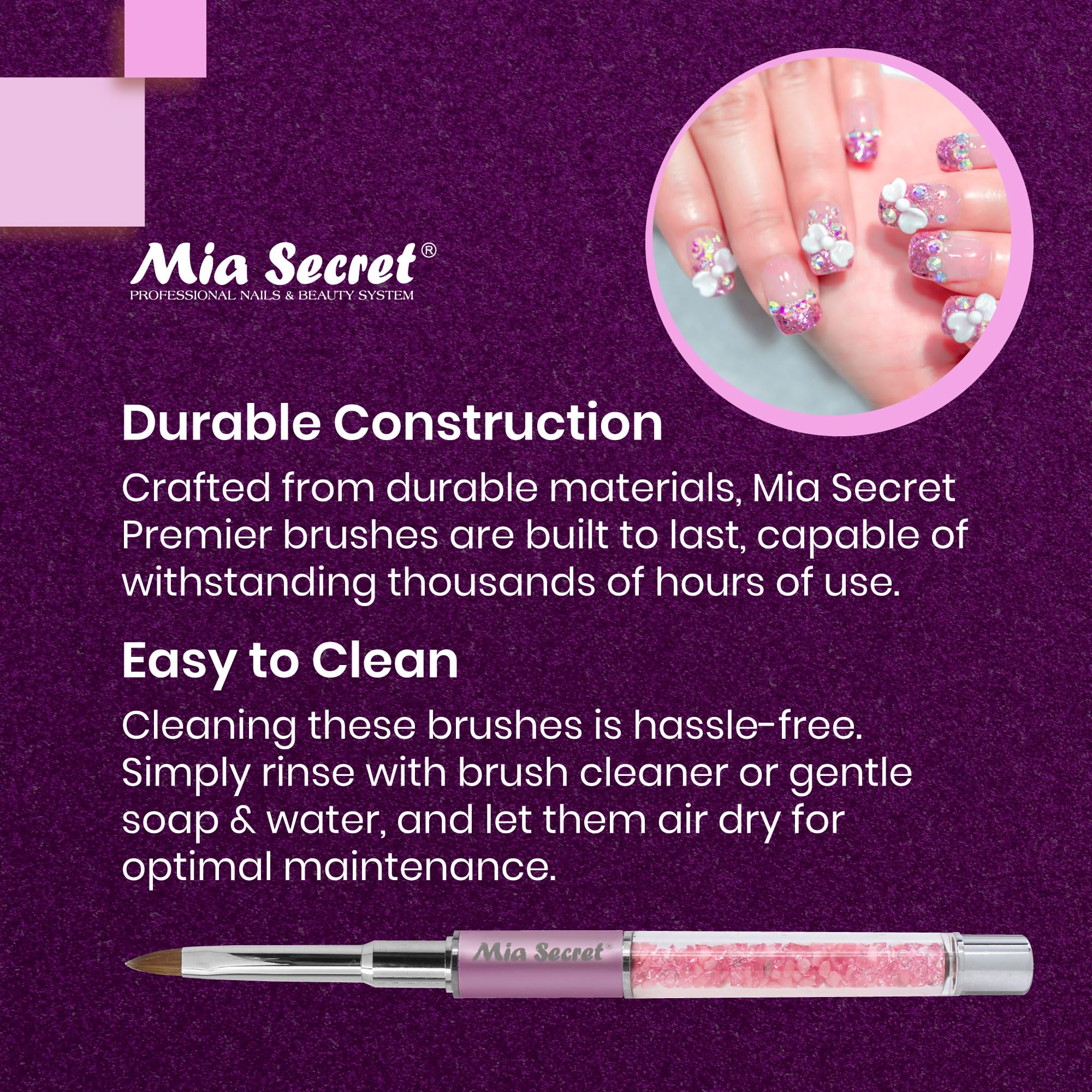 Mia Secret Premier Nail Art Brushes with 100% Kolinsky Hair