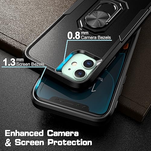 Miniatura 3 de Funda para iPhone 11 con protector de pantalla de vidrio templado, funda para iPhone 11 con soporte, diseño híbrido delgado, a prueba de golpes, con