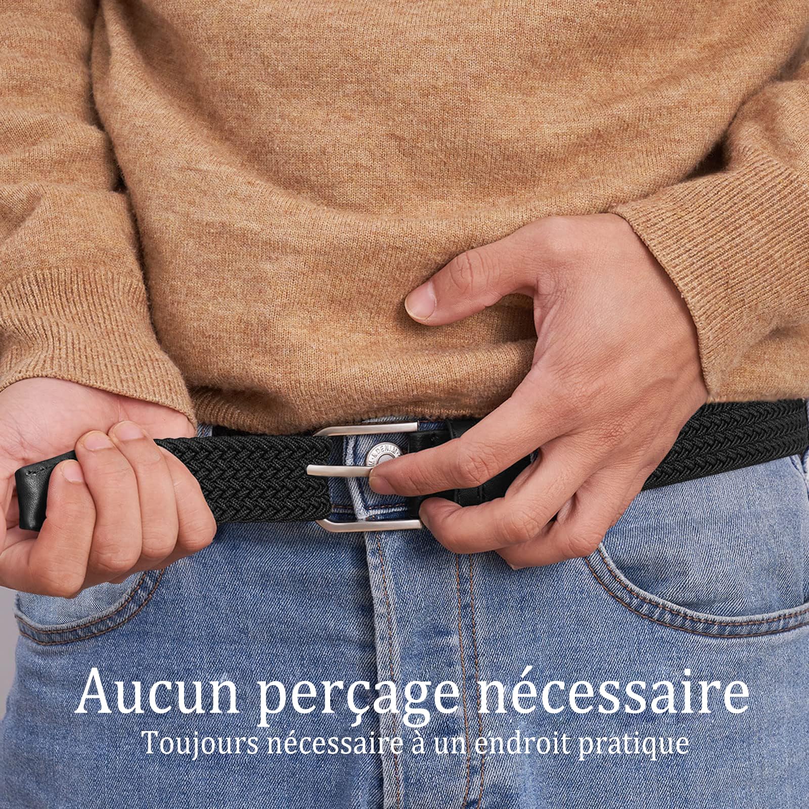 TANGCHAO Unisexe Tissu élastique Ceinture Élastique Tressée Stretch Belt Ceinture Étirable Pour les Hommes et les Femmes Plusieurs Couleurs