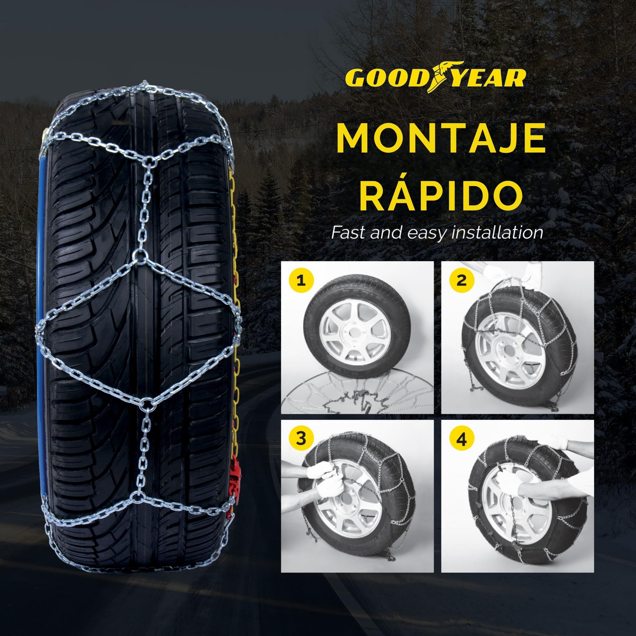 Goodyear 77913 77913: "G9 Cadenas de Nieve 9 mm para Coches. Talla 120. TÜV Süd y ÖNORM V5117 ., Talla 120