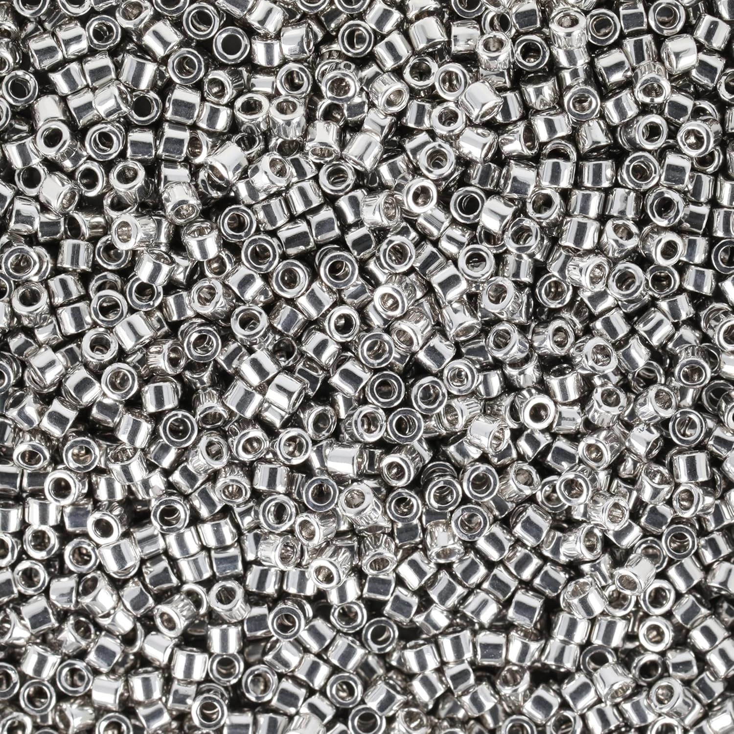 Miyuki Delica Seed Beads – Size 11/0 (1.6 mm), DB0038, Palladium-Plated, 7.2 g, Approx. 1440 Beads, Made in Japan
