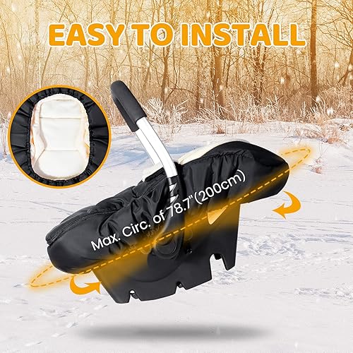 Miniatura 9 de Orzbow Fundas de asiento de automóvil para bebés de invierno, funda universal para asiento de automóvil con cuello ajustable, funda impermeable para