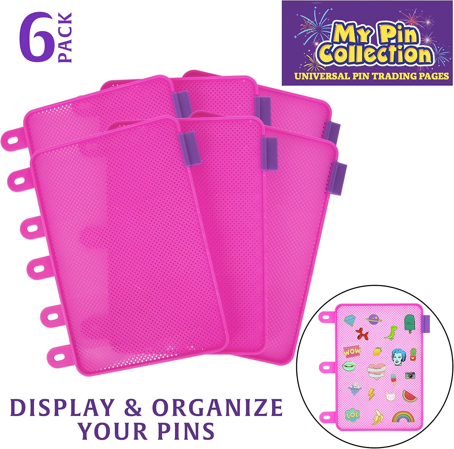 Enamel Pin Display Pages- Display and Trade Your Disney Collectible Pins in Any 3-Ring Binder - Black