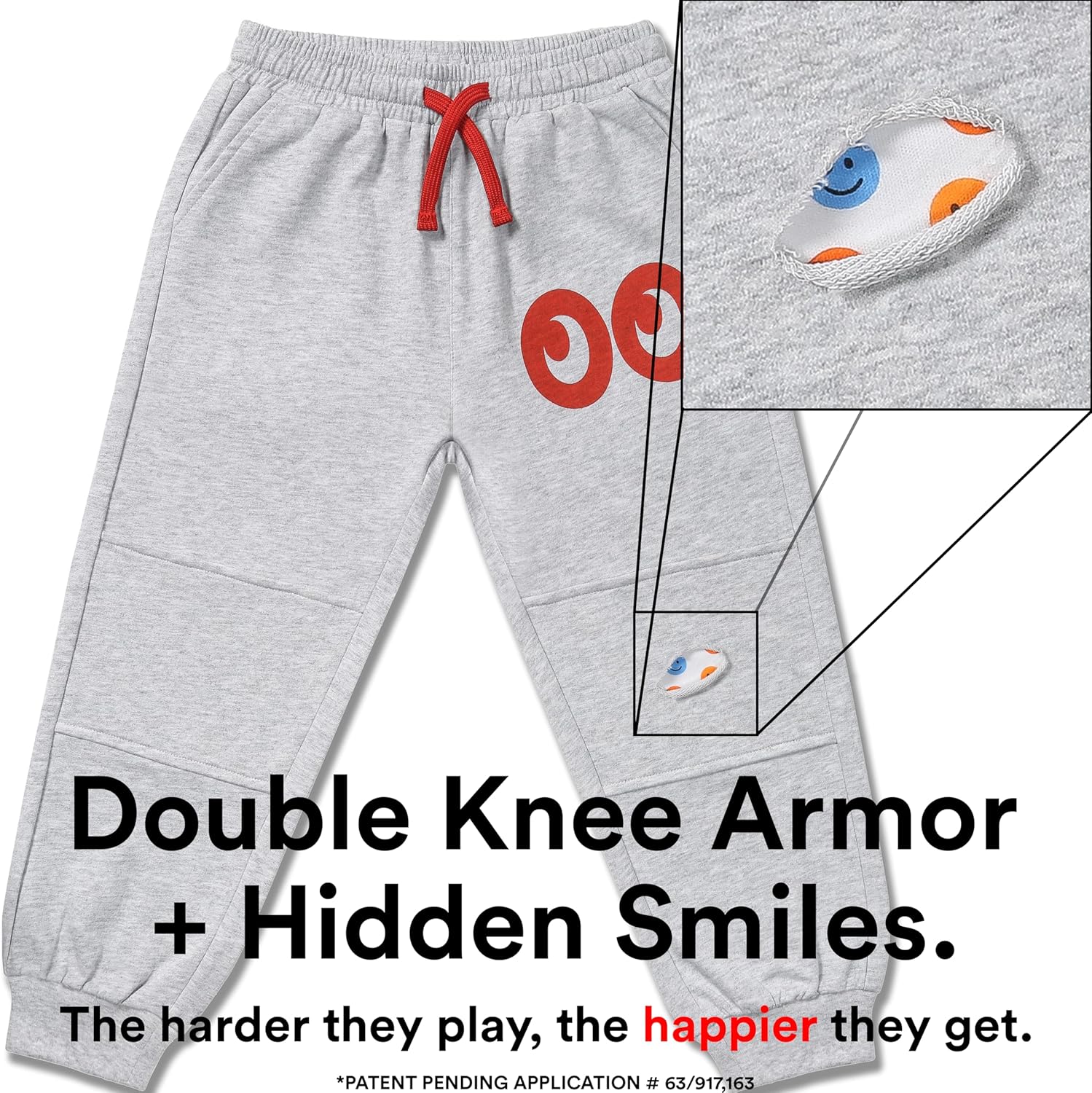 Kids Joggers w/Dual Padded Knees & Surprise Reveal - 100% GOTS Organic Cotton Toddler Pants for Boys & Girls - Image 4