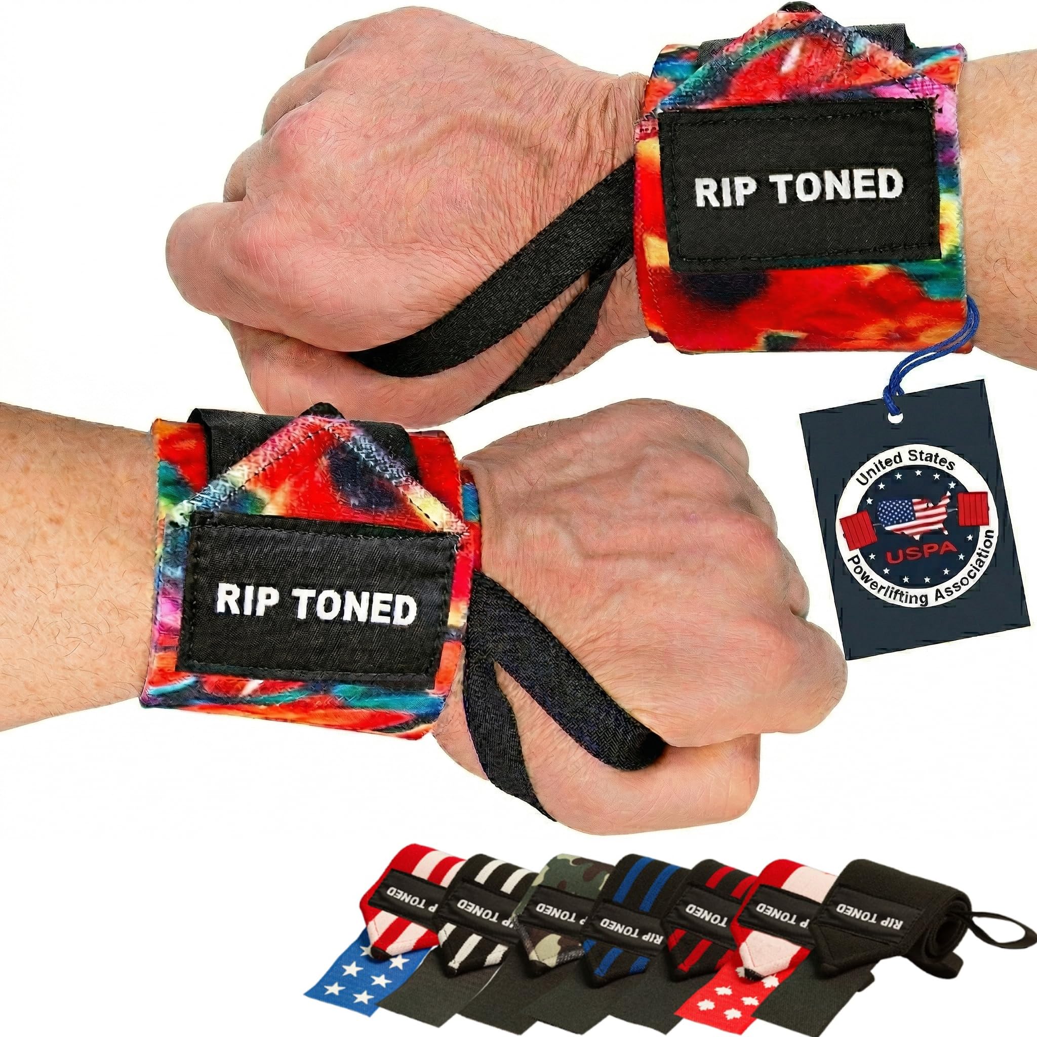 Rip Toned 18” Wrist Wraps - Wrist Straps for Weightlifting - Lift Better, Protect Wrist Pain - Adjustable, Durable, Machine Washable - Wrist Brace for Weightlifting - USPA Endorsed for Men & Women
