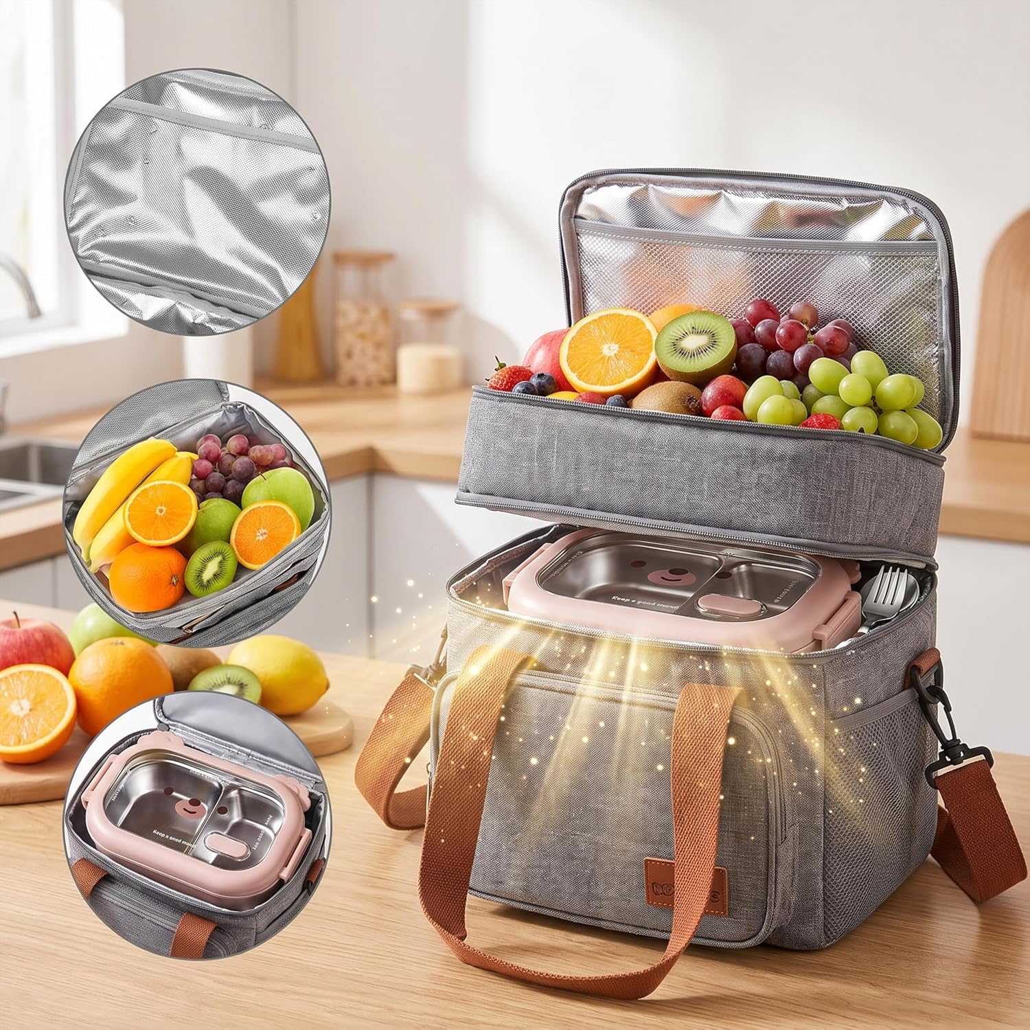 Kit Bolsa Térmica com marmita inox e copo
