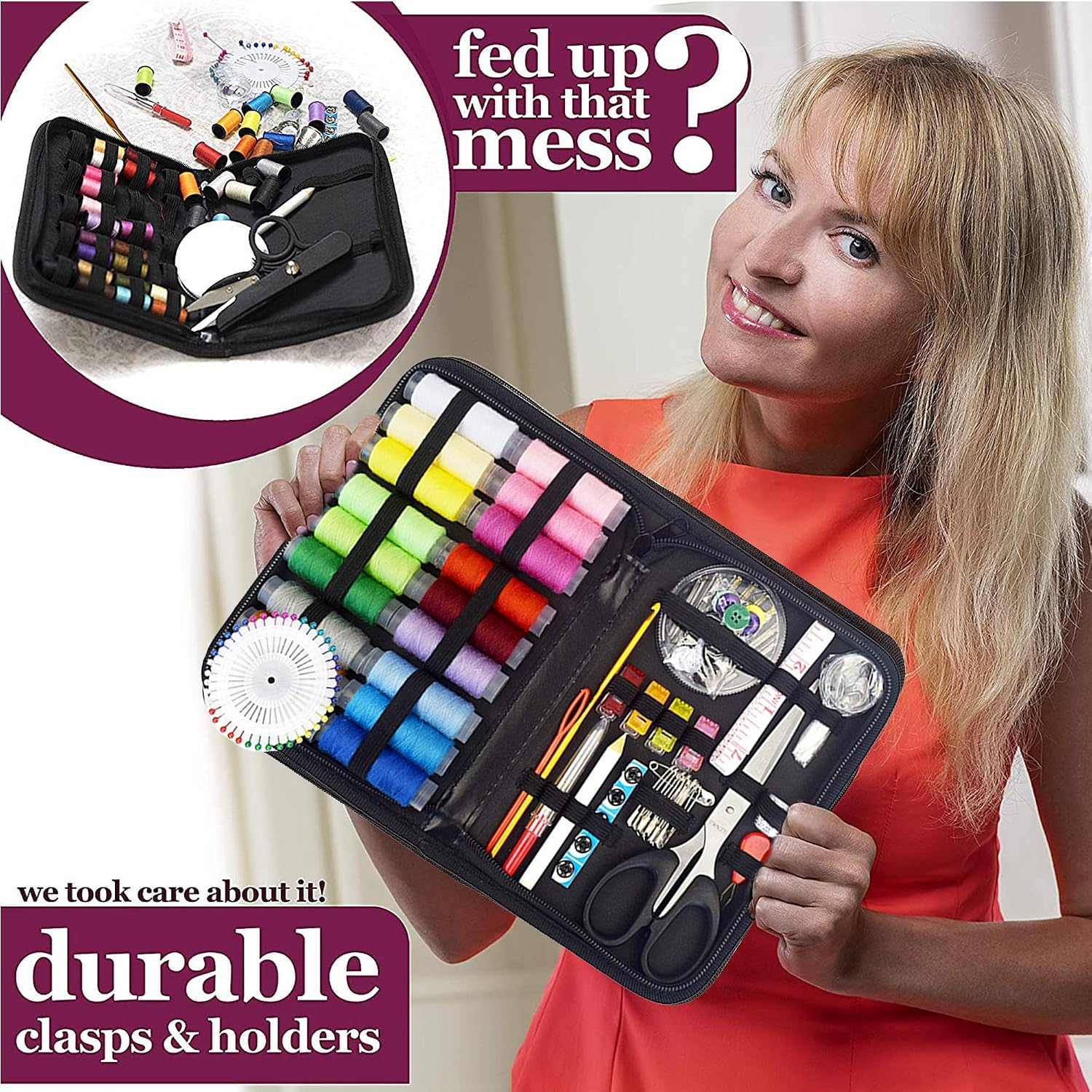 MYFOXI Sewing Kit Adults, Premium Sewing Needle and Thread kit for Adults, Kids, Home, Travel, Sew Repair Deluxe Sewing Supplies Set with Thread and Needle