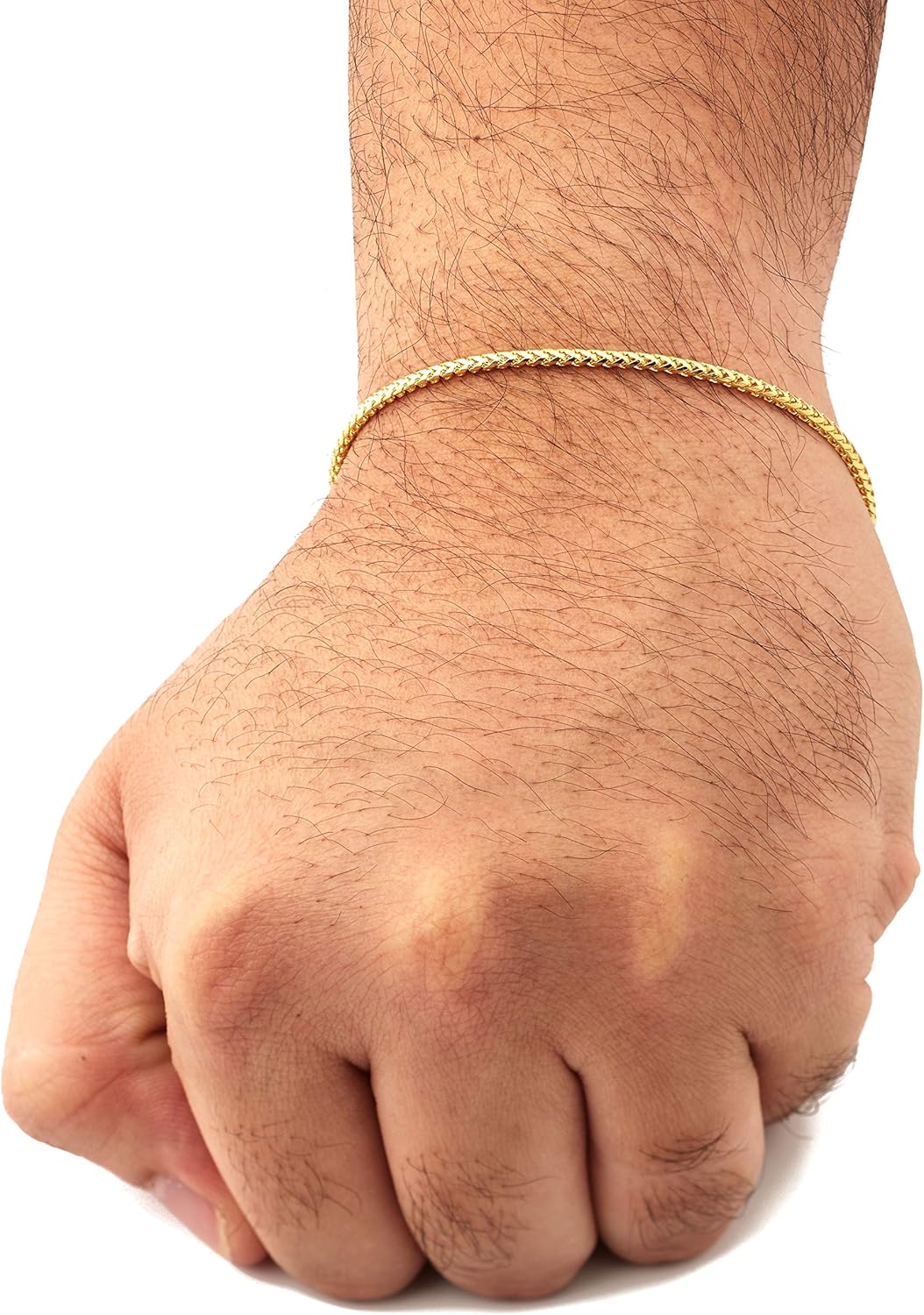 LoveBling 10K Yellow Gold 2.2mm Solid Diamond Cut Franco Chain Bracelet, with Lobster Lock (7", 7.5", 8", 8.5", 9") - Image 4