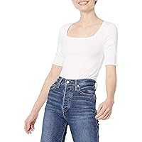 Amazon Essentials T-Shirt Aderente con Scollo Quadrato e Mezze Maniche Donna