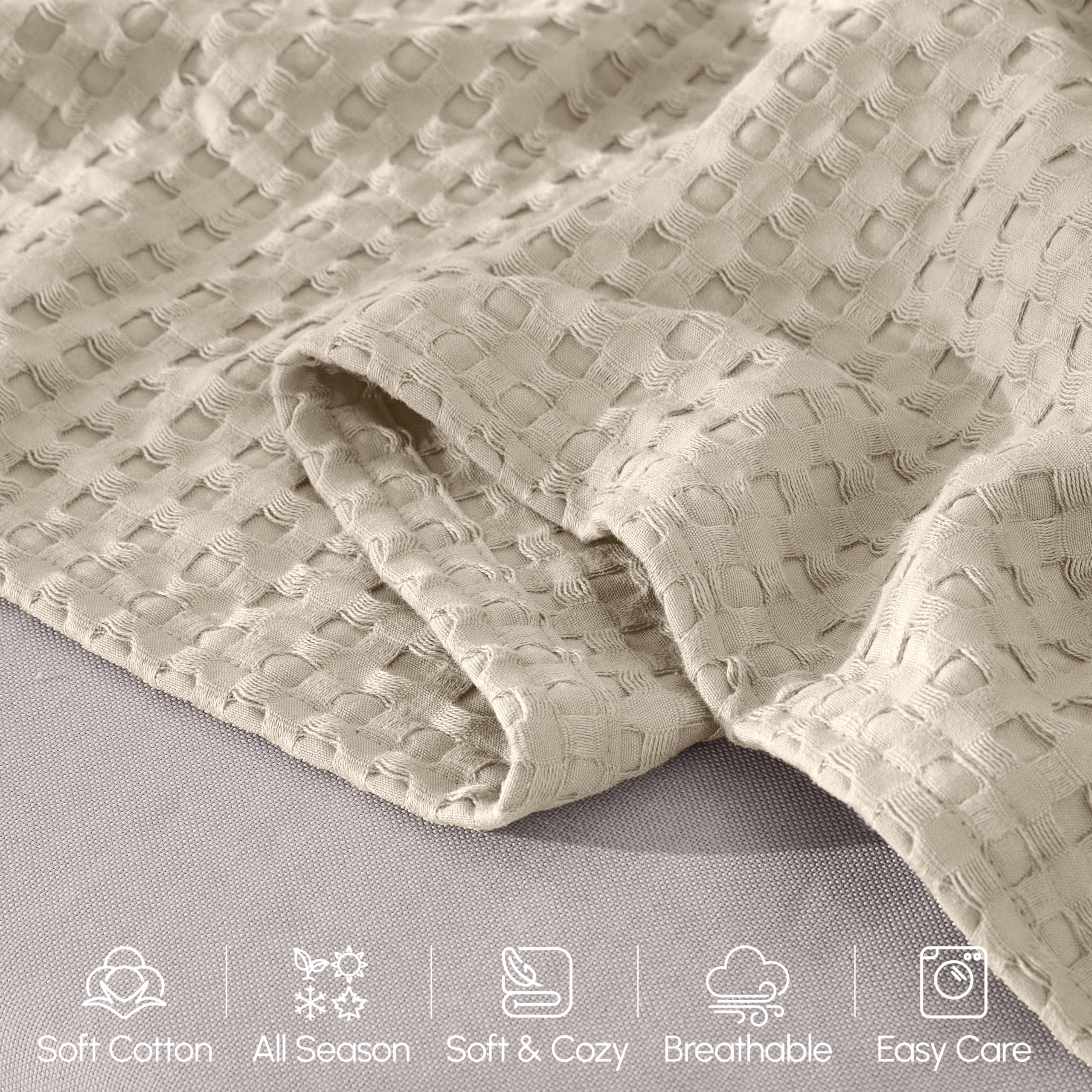 Elegant Comfort Manta de Punto gofre 100% algodón, Manta de Cama Ligera y Transpirable de Tejido gofre, Suave y cálida para Todas Las Estaciones, para sofá, sofá y Cama, tamaño King de