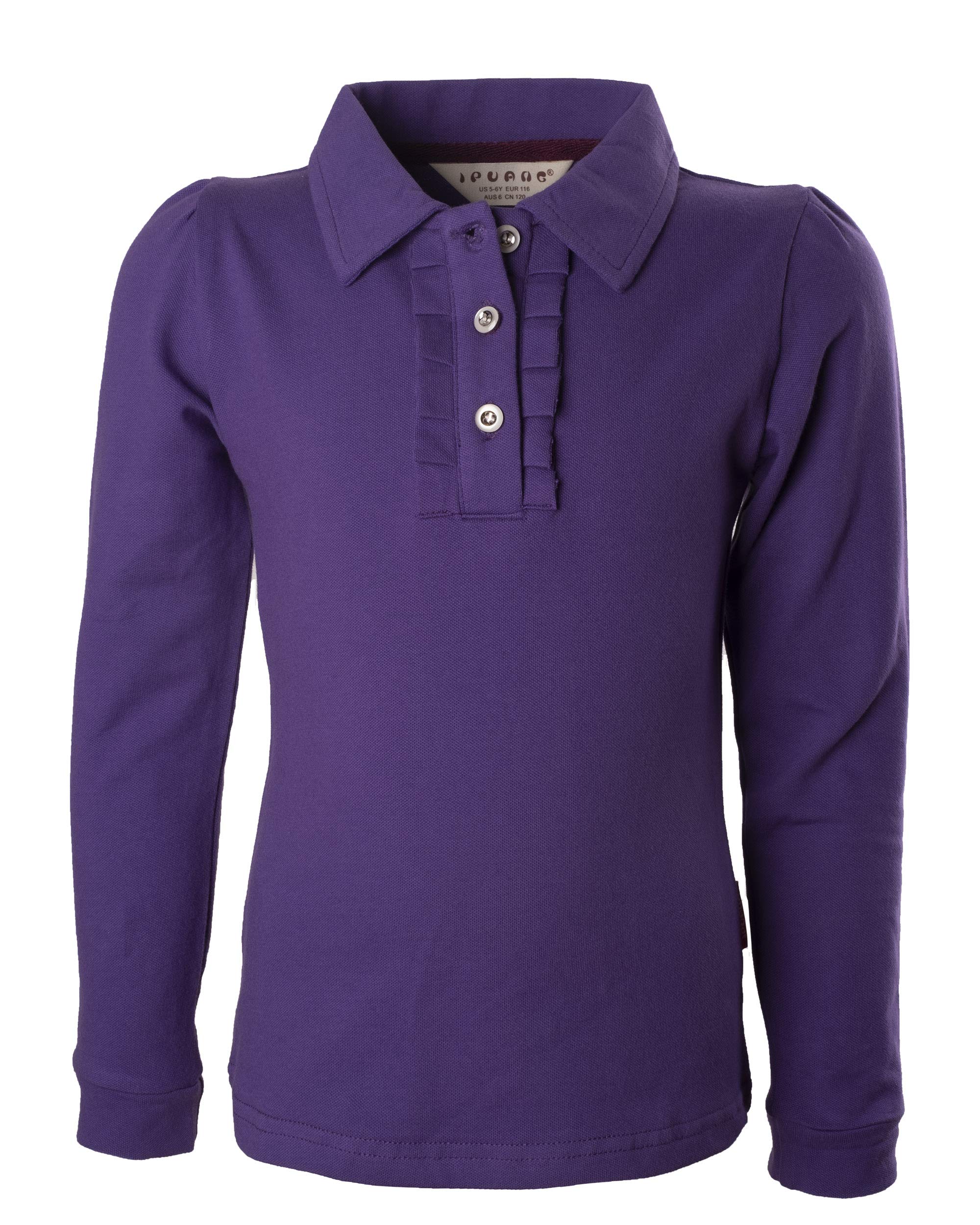 IpuangGirl Long Sleeve Cotton Ruffle Polo Shirt Top