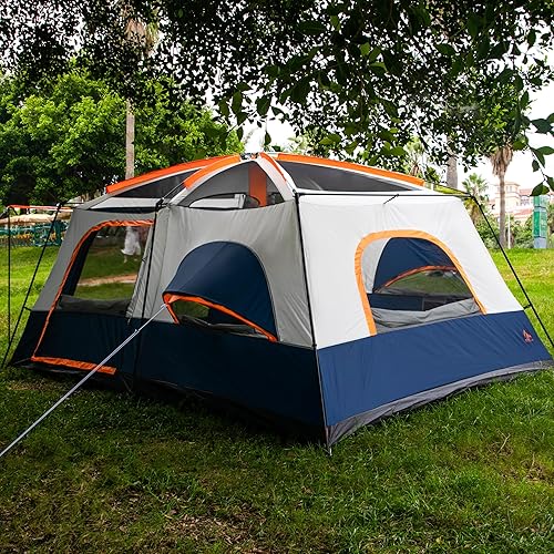 Miniatura 9 de KTT Extra Large Tent 6-10-12-14 Person(A),Family Cabin Tents,2 Rooms,3 Doors and 3 Windows with Mesh,Straight Wall,Waterproof,Double Layer,Big Tent