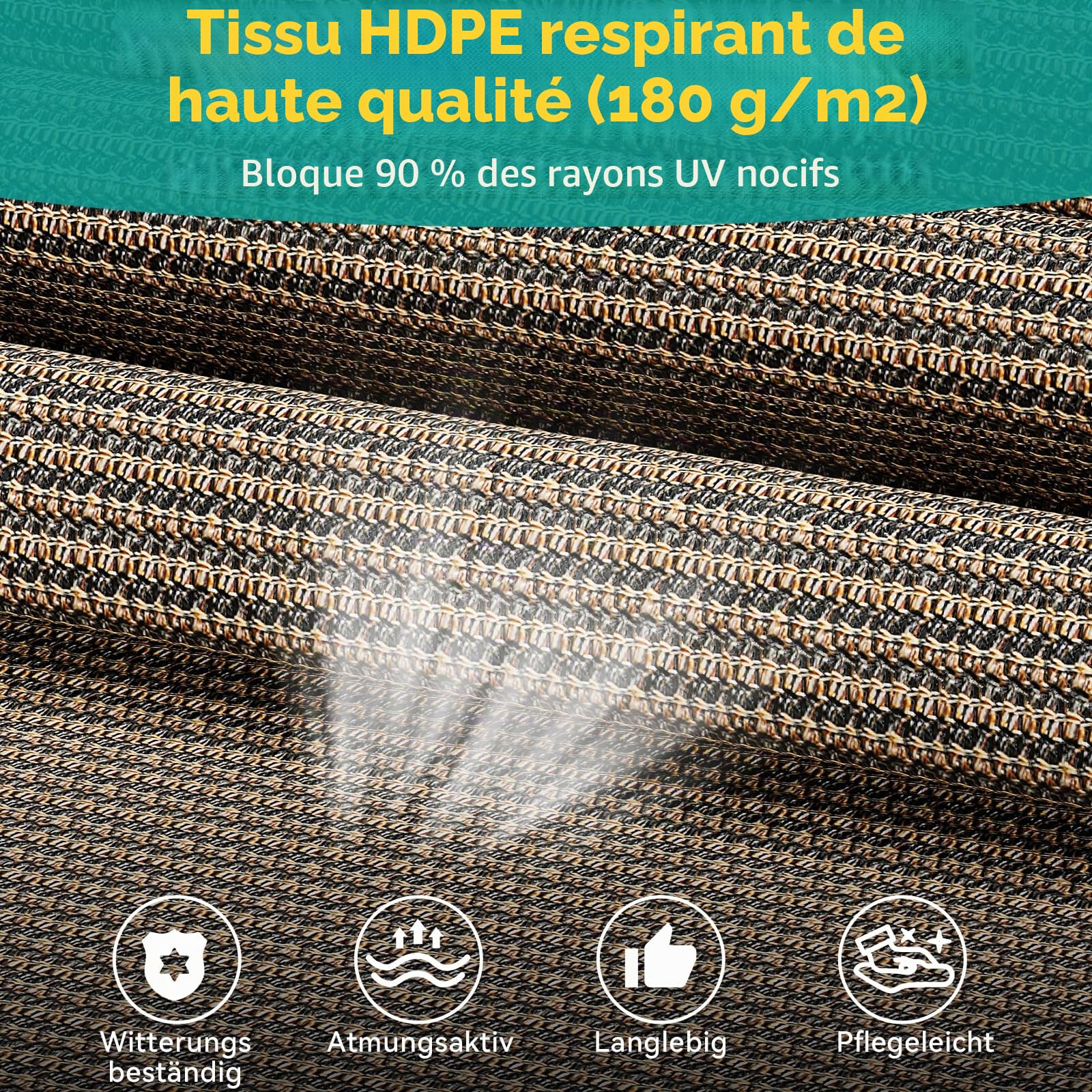LIFERUN Store Vertical HDPE 150x310 cm Marron, Manivelle sans Perçage, Extensible Occultant, Brise-Vue, Protection Solaire, Résistant aux Intempéries pour Balcon, Terrasse, Jardin