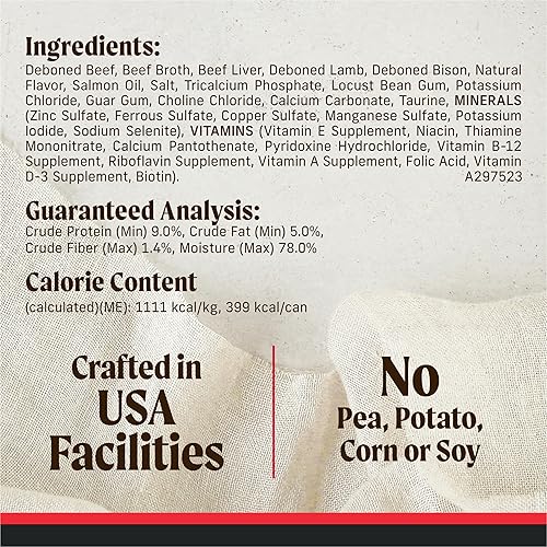 Miniatura 6 de Merrick Alimento enlatado natural y de primera calidad sin granos, receta húmeda suave y saludable, cordero y bisonte de ternera real, (paquete de