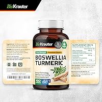 Vista 8 de BIO KRAUTER Suplemento de cúrcuma con cápsulas de extracto de boswellia, mezcla de 2000 mg, 100 unidades, cúrcuma de Boswellia vegana (curcumina)