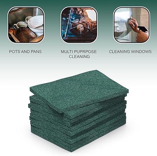 Miniatura 6 de Paquete de 100 estropajos resistentes de 3 x 4 pulgadas, almohadillas verdes para fregar, no rayan, a granel para cocina, platos, ollas, sartenes,