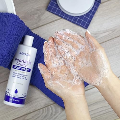 Miniatura 6 de TriDerma Gel de baño para control de la psoriasis, limpiador suave de ácido salicílico al 2%, gel de aloe vera AP4, tratamiento de psoriasis alivia
