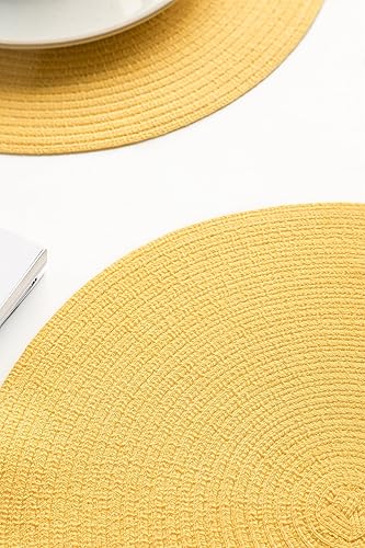 Miniatura 5 de Floroom Juego de 4 manteles individuales redondos trenzados de 15 pulgadas, lavables, resistentes al calor, de algodón, poliéster, para mesa de